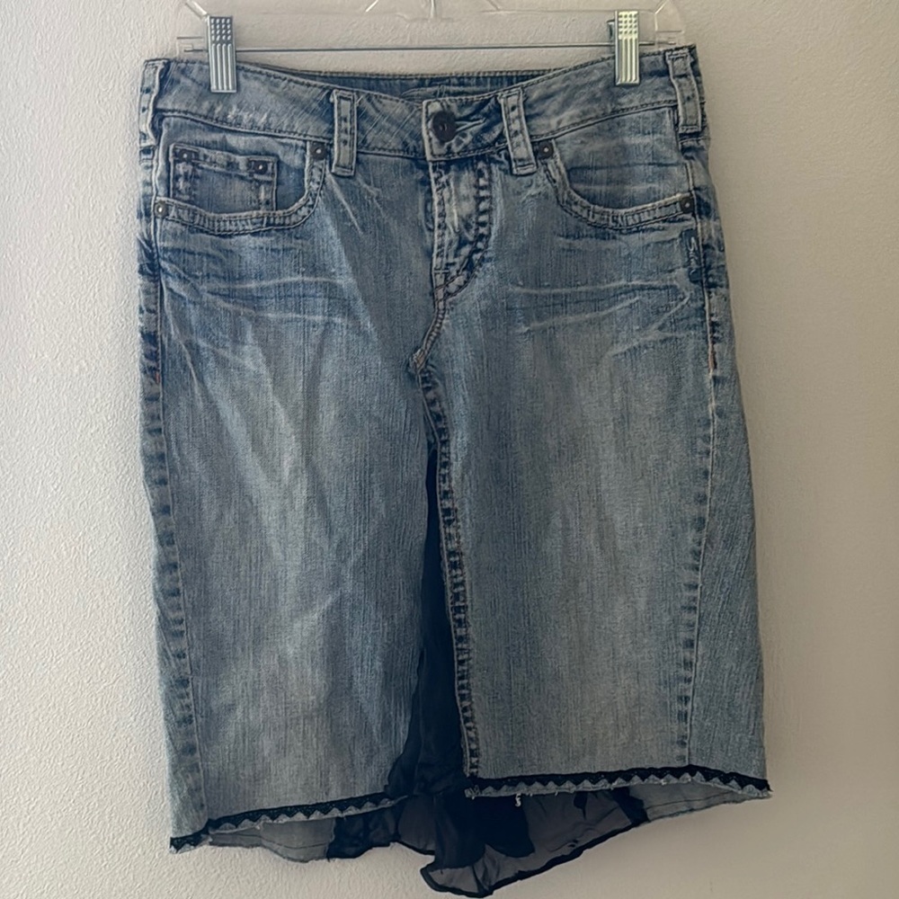 Silver Jeans western converted Jean skirt‎ tailored black pint sz 28